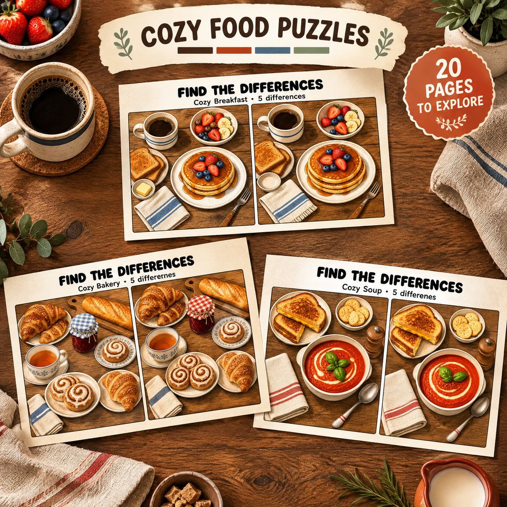 Find the Differences: Cozy Food Puzzle Book