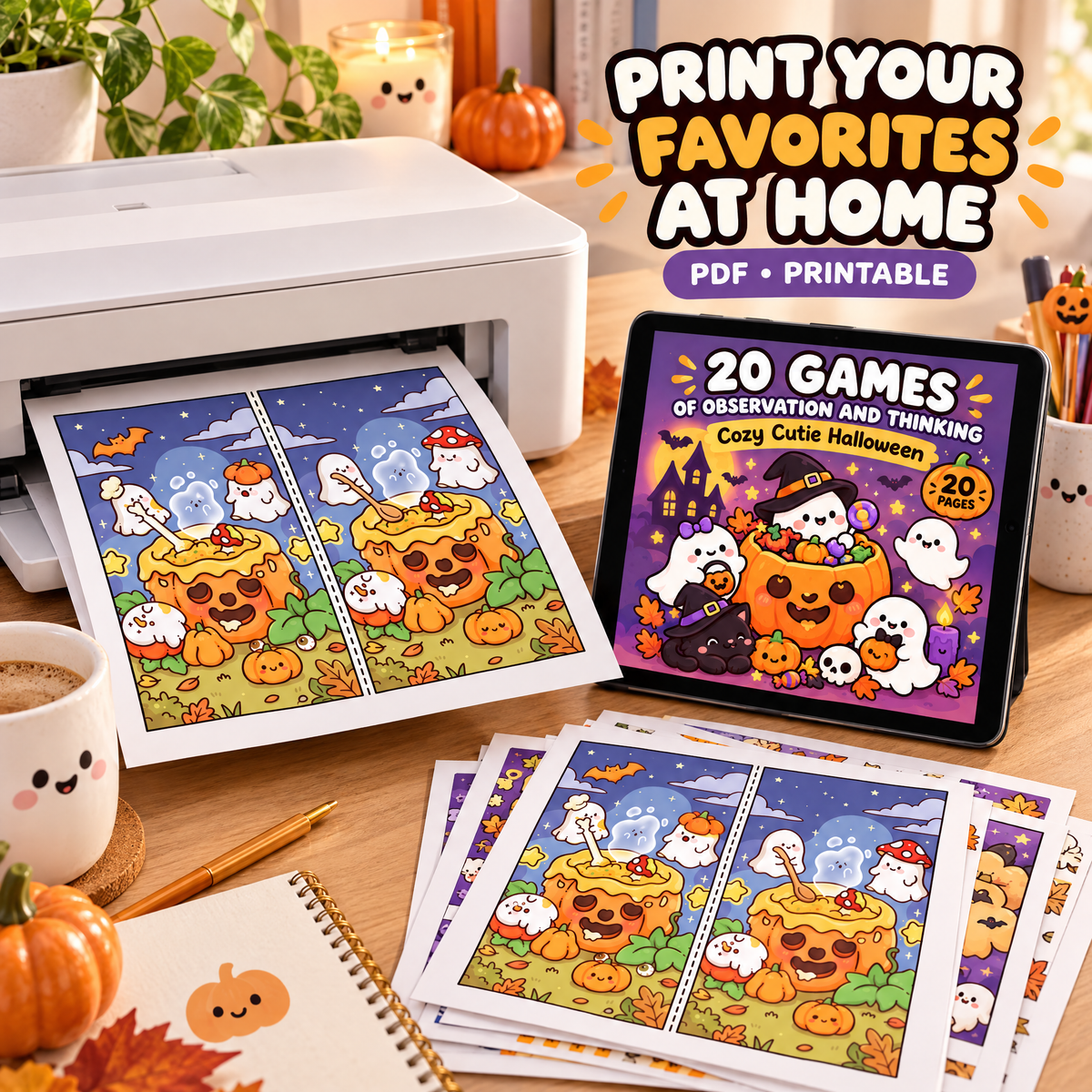 20 Games of Observation and Thinking  - Cozy Cutie Halloween Puzzles to Print and Play