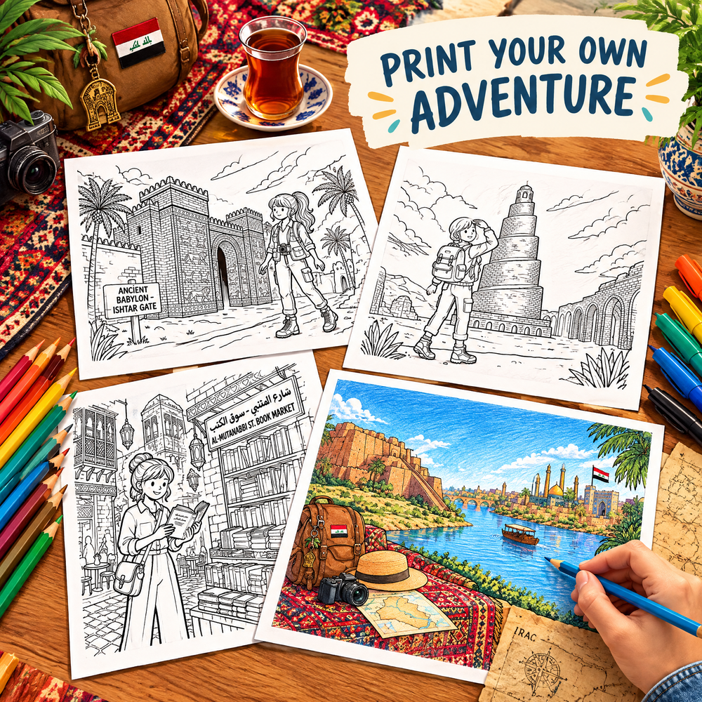 Dreamy Travel to Iraq – Coloring Book Travel Edition