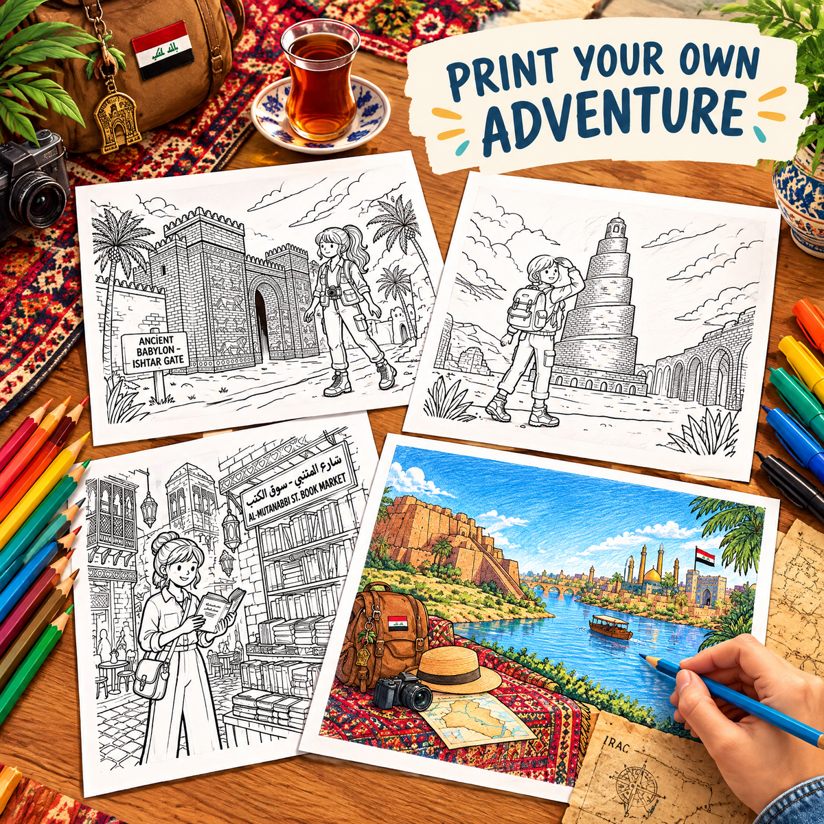 Dreamy Travel to Iraq – Coloring Book Travel Edition