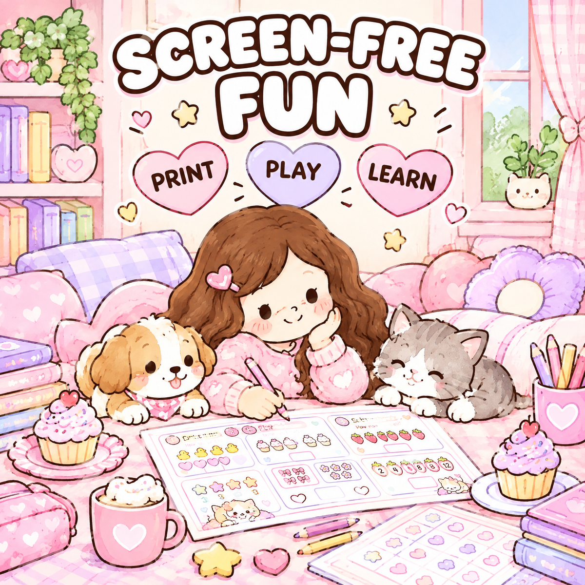 Cozy Animal Number Games – 30 Printable Math Activities for Kids Ages 4–7  A4 Landscape PDF  English Digital Product