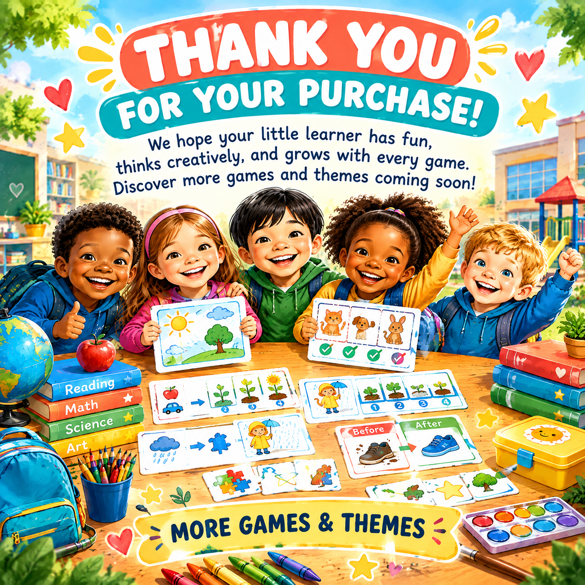 Children at School 30 Printable Learning Games for Kids Ages 5–10