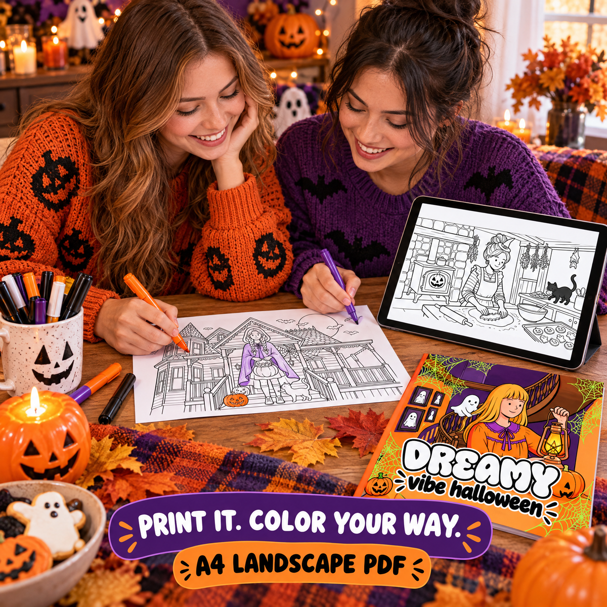 Dreamy Vibe Halloween Coloring Book PDF  Cozy Spooky Fun for Every Coloring Lover!