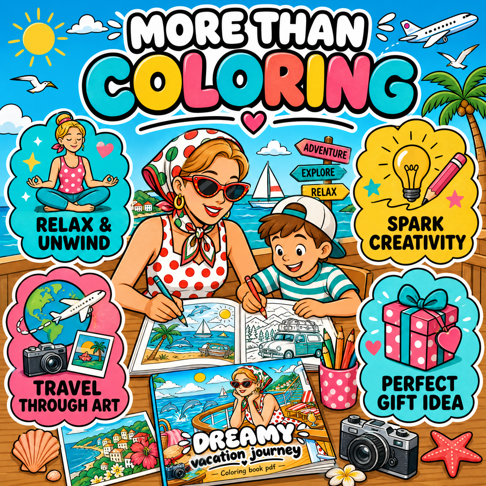 Dreamy Vacation Journey 65 Pages Coloring Book Printable PDF.pdf