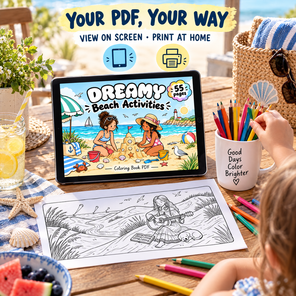 Dream Beach: Coloring and Activity Book