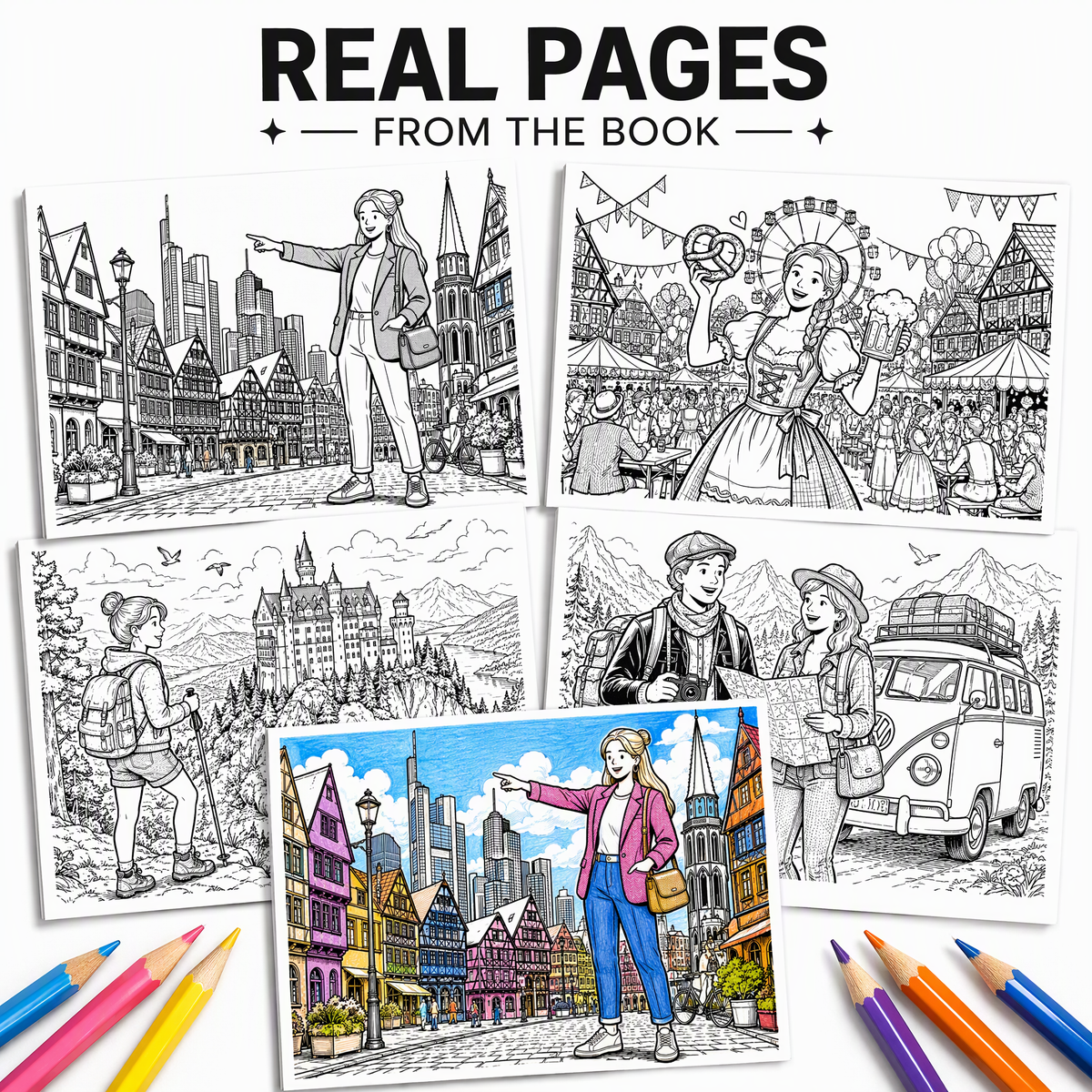Dreamy Visit Germany: A Cozy Coloring Book for Adults &amp; Kids