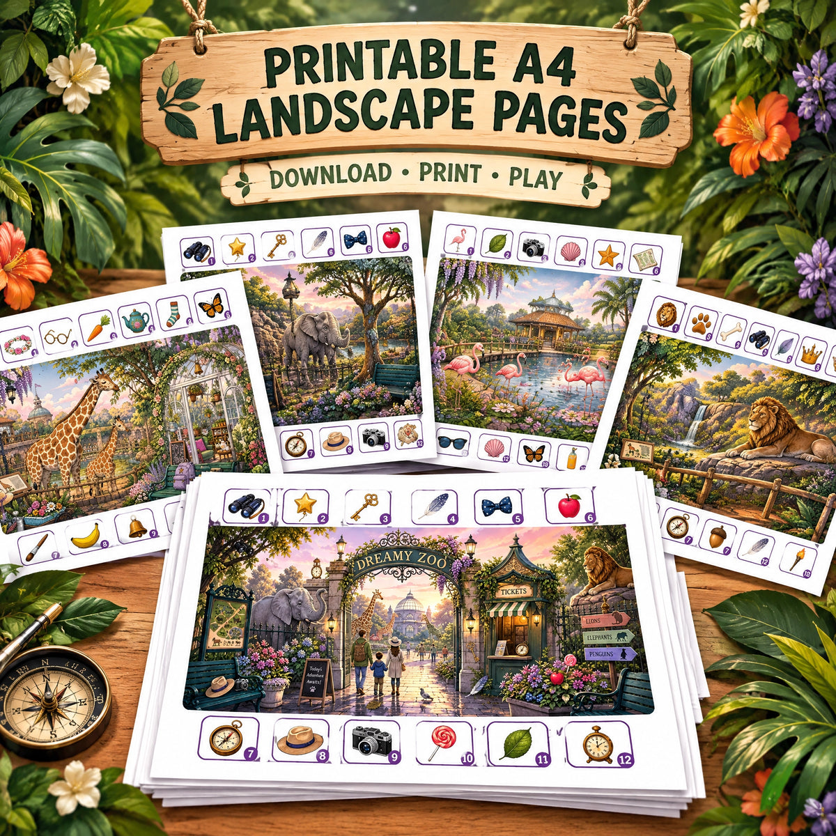 Dreamy Zoo – Find 12 Hidden Objects Activity Book