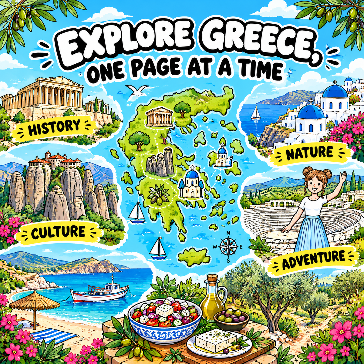 Dreamy Then Visit Greece — Coloring Book for Kids