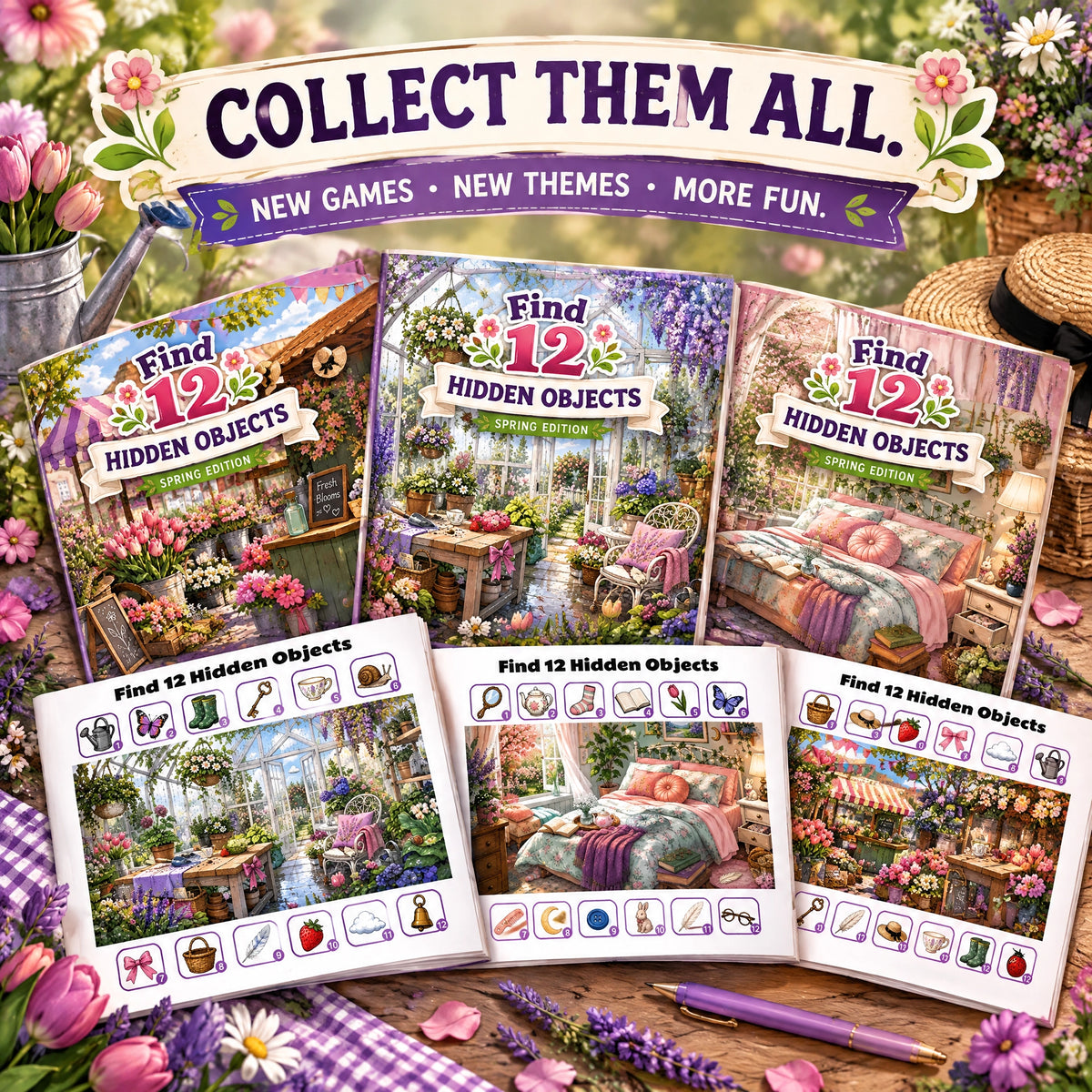 Find 12 Hidden Objects – Spring Edition Puzzle Book