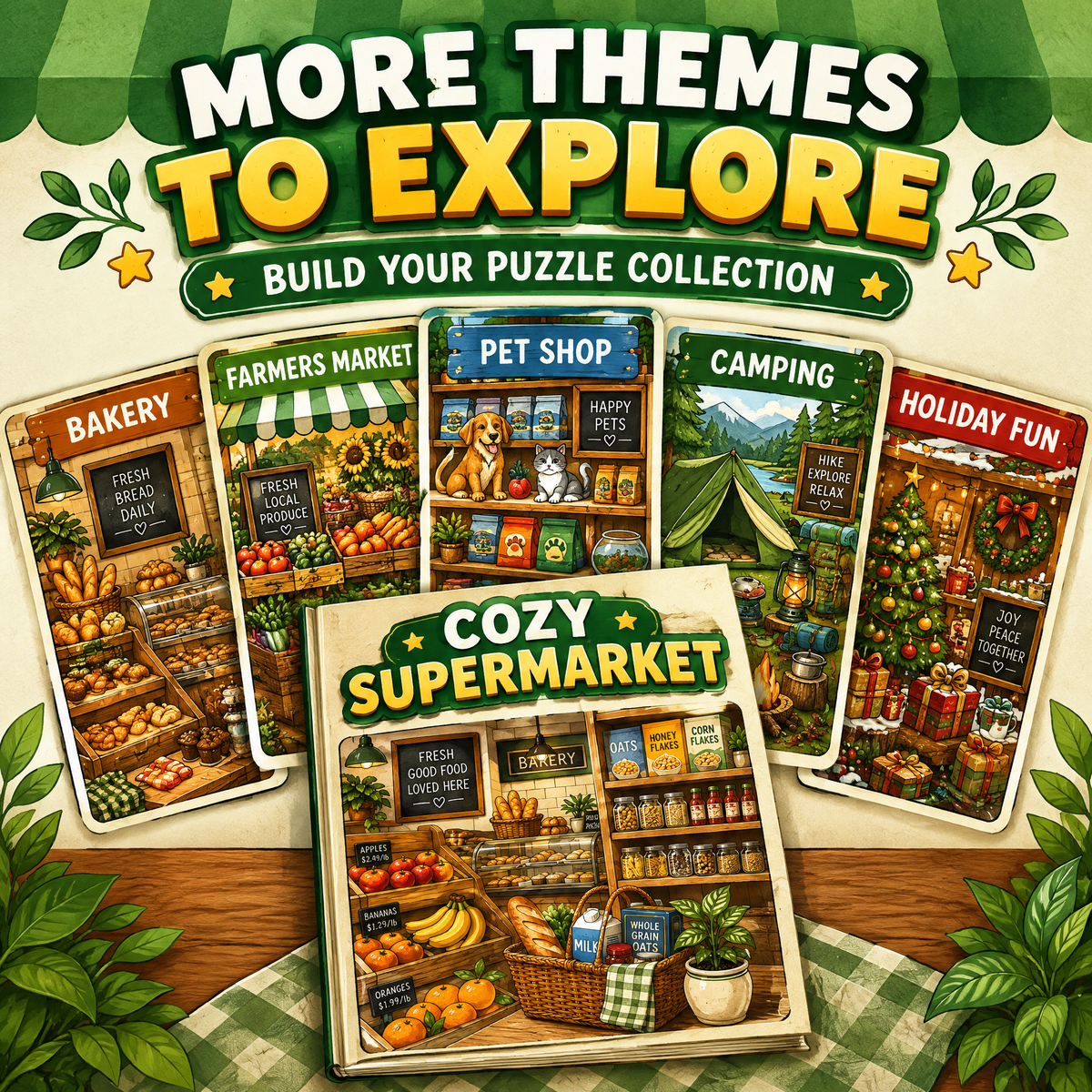 Find the Differences: Cozy Supermarket – Printable PDF Activity Book