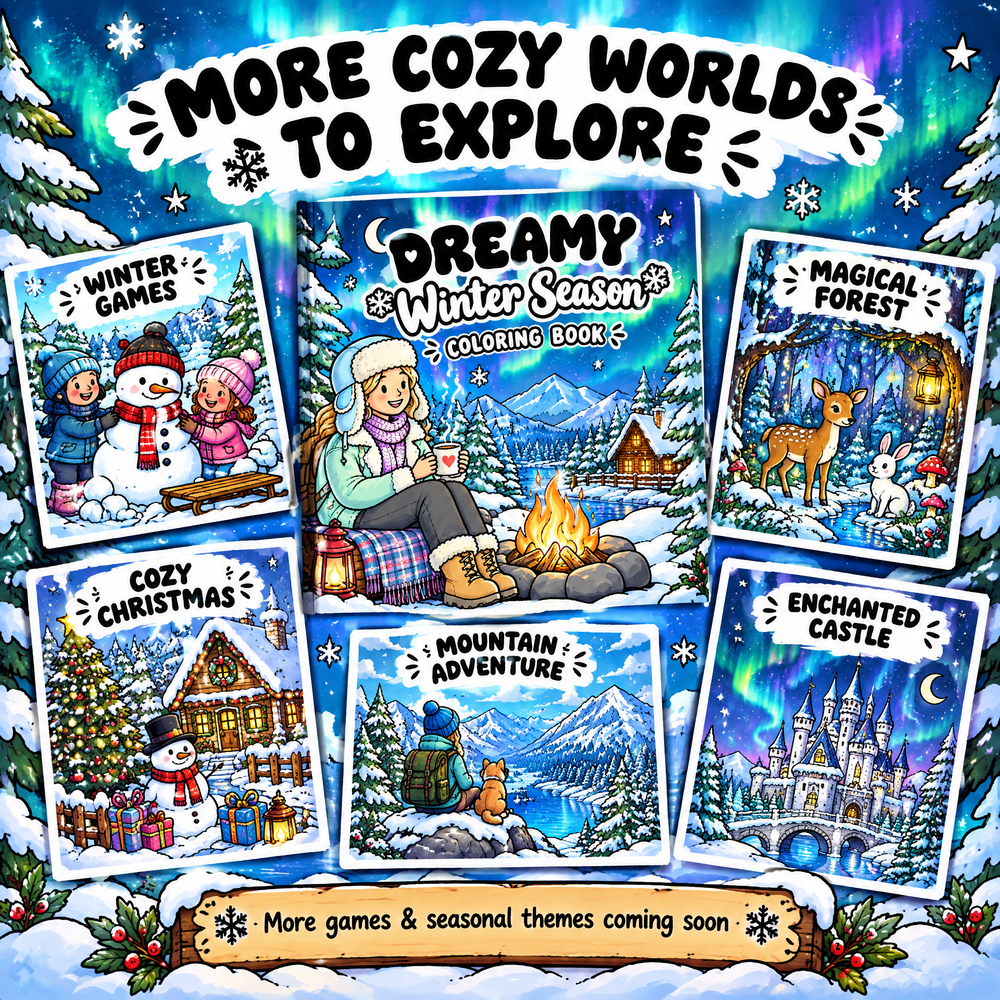 Dreamy Winter Season Coloring Book – 50 Printable Cozy Winter Pages