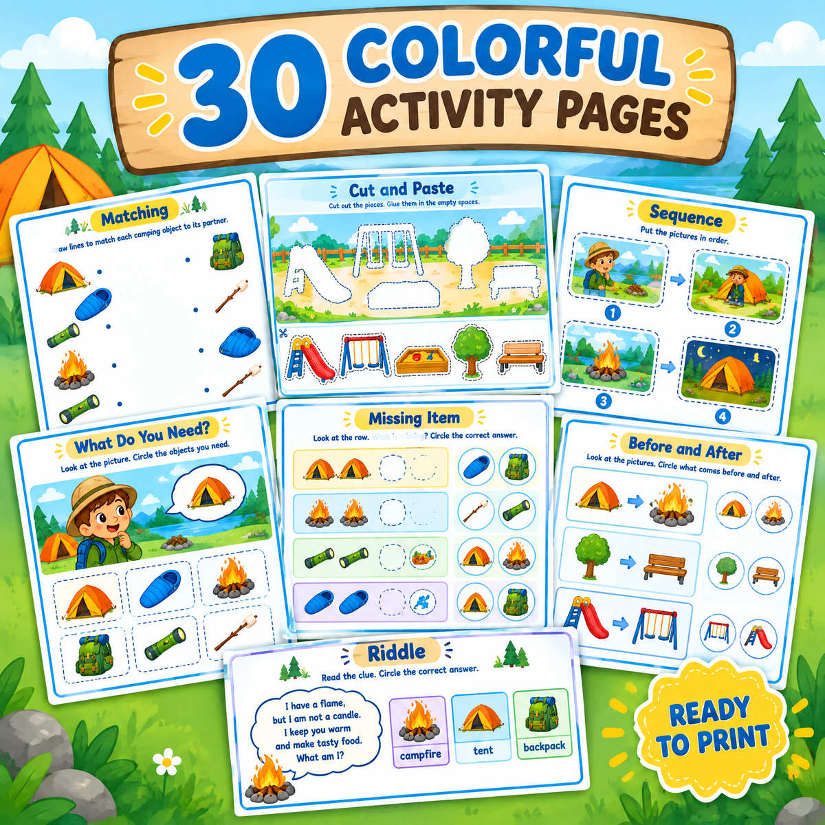 Kids in the Playground: 30 Fun Learning Games Printable PDF
