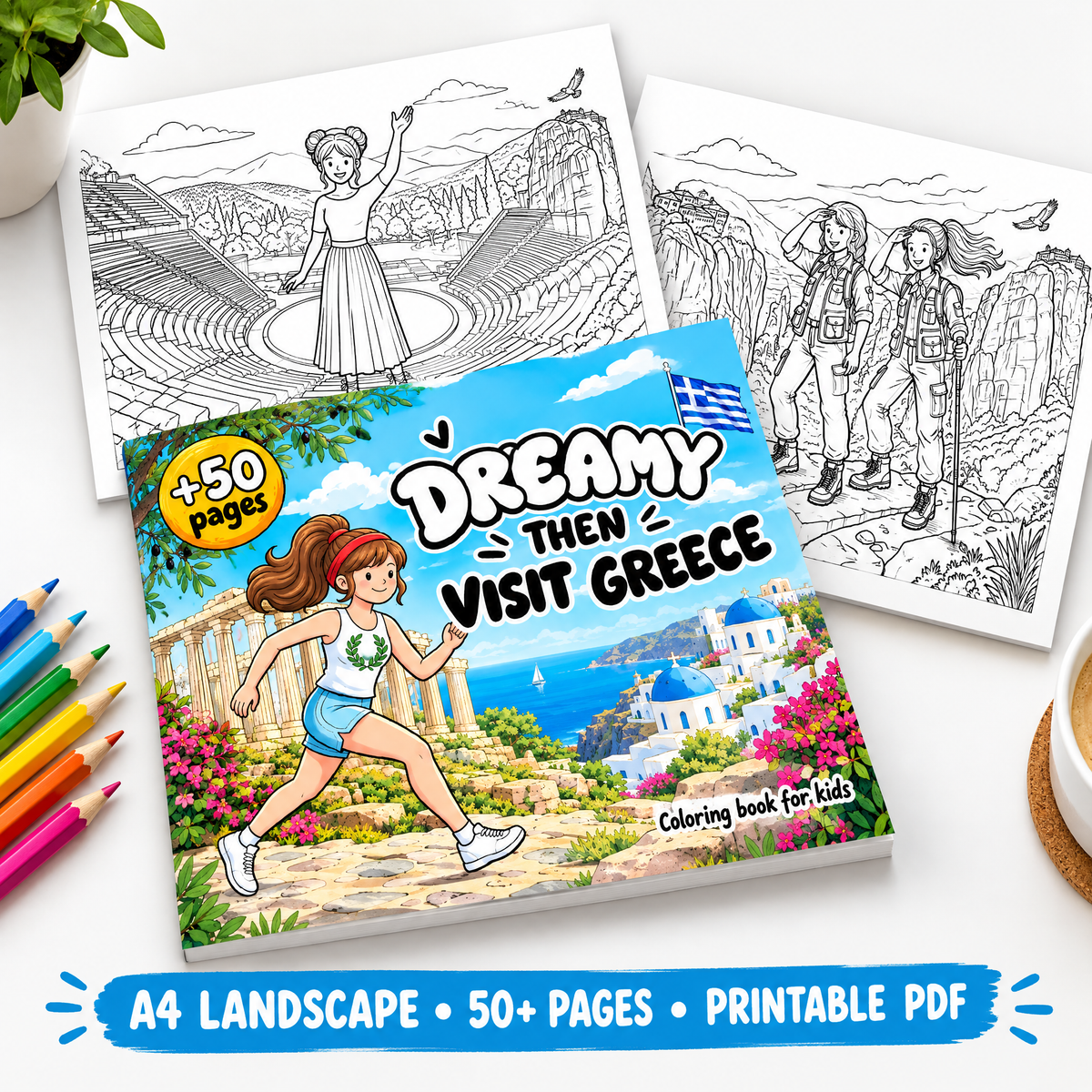 Dreamy Then Visit Greece — Coloring Book for Kids