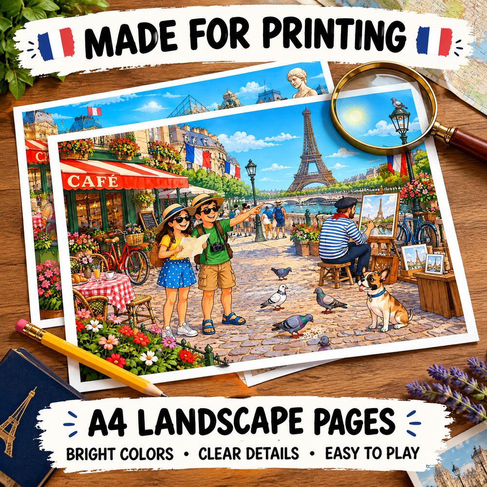 France Find the Mistakes – Printable Activity Book