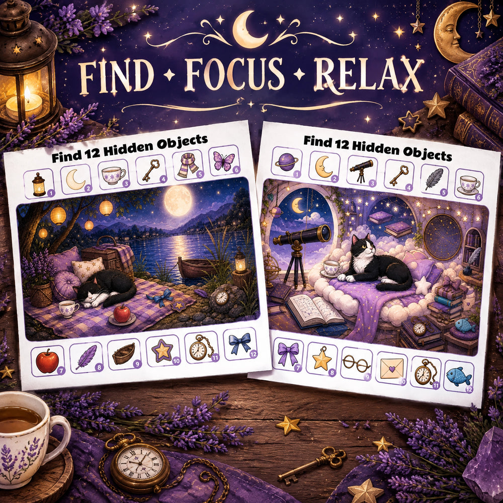 Cat's Dream World – Printable Hidden Objects Game