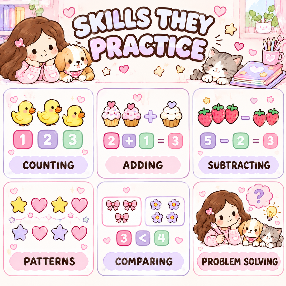Cozy Animal Number Games – 30 Printable Math Activities for Kids Ages 4–7  A4 Landscape PDF  English Digital Product