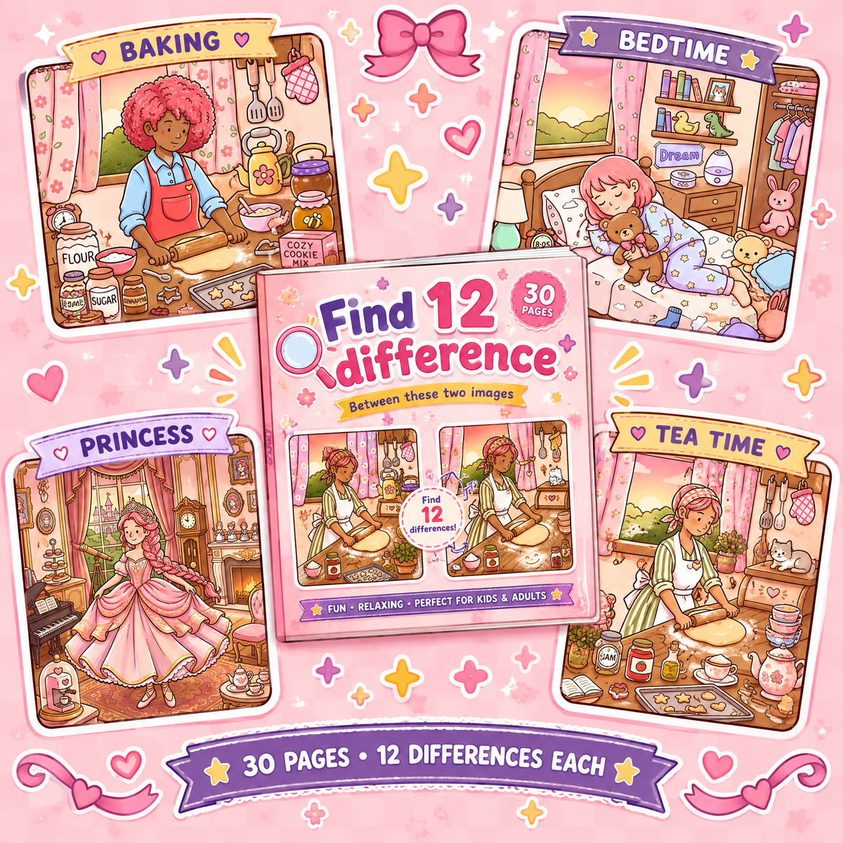 Find 12 Differences – Cozy Home Edition Puzzle Book
