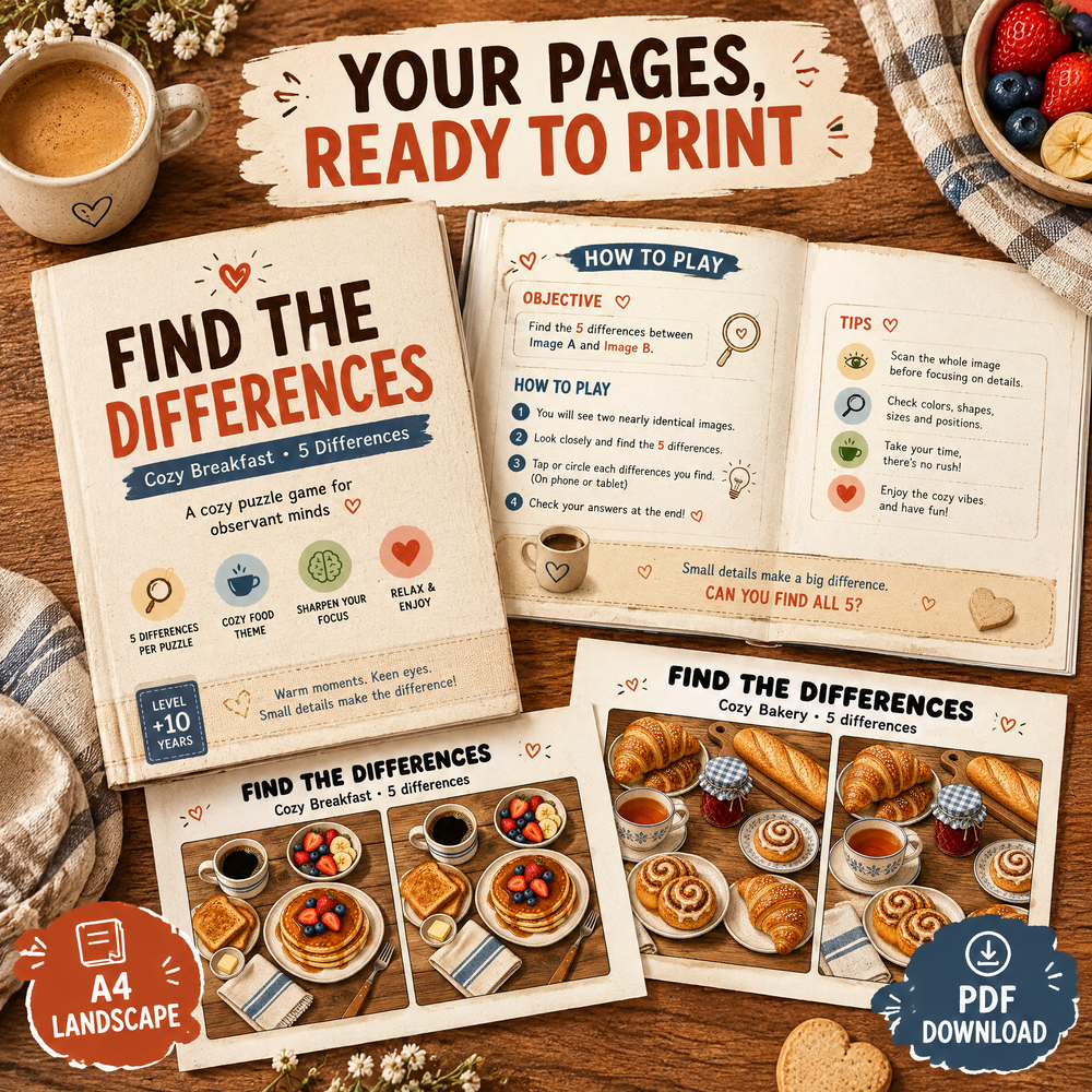 Find the Differences: Cozy Food Puzzle Book