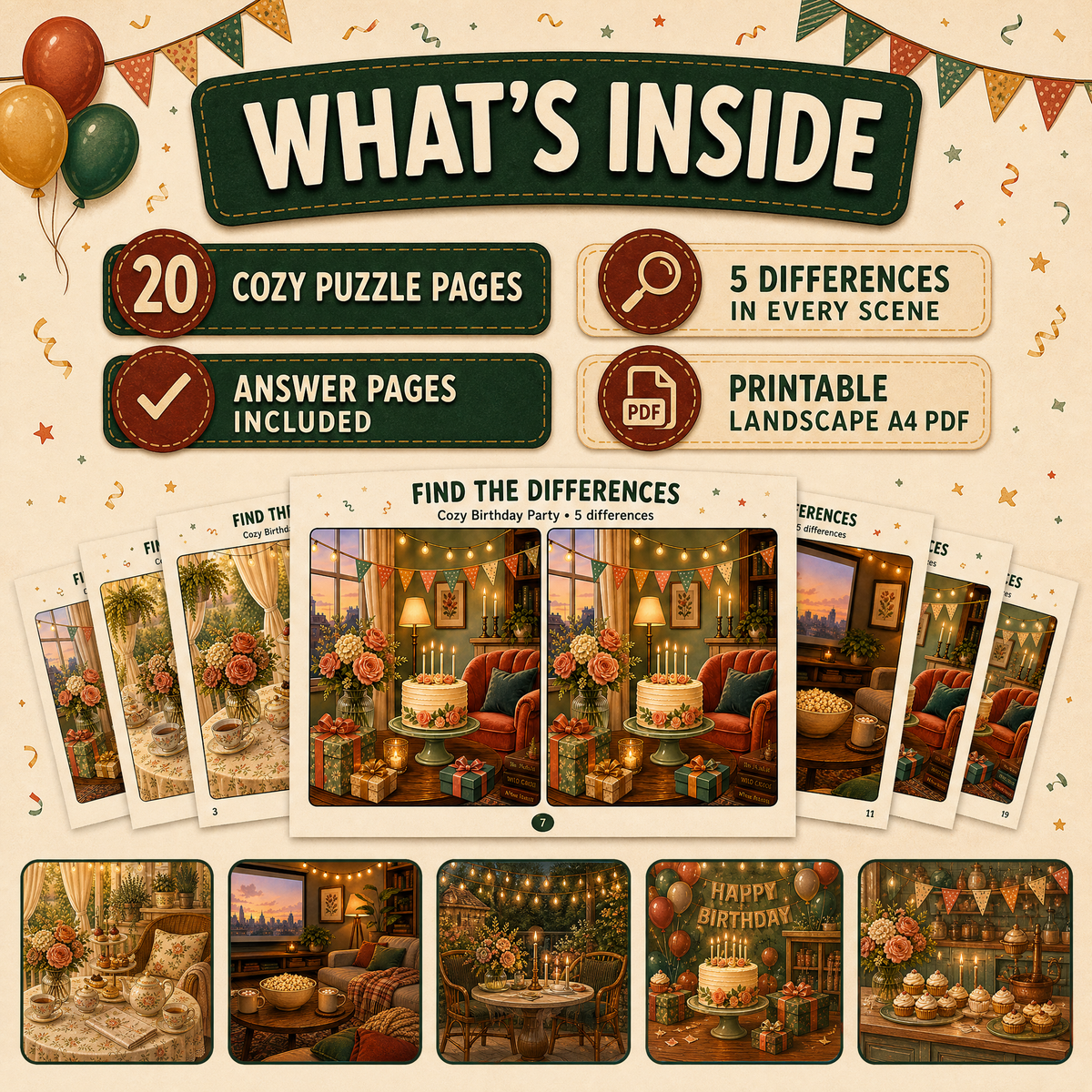 Find the Differences: Book of Games – Cozy Party Edition