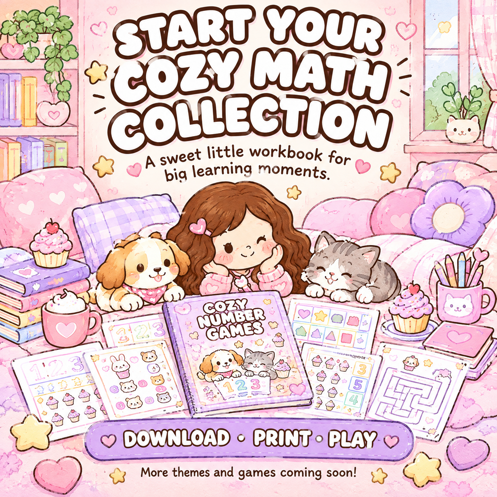 Cozy Animal Number Games – 30 Printable Math Activities for Kids Ages 4–7  A4 Landscape PDF  English Digital Product