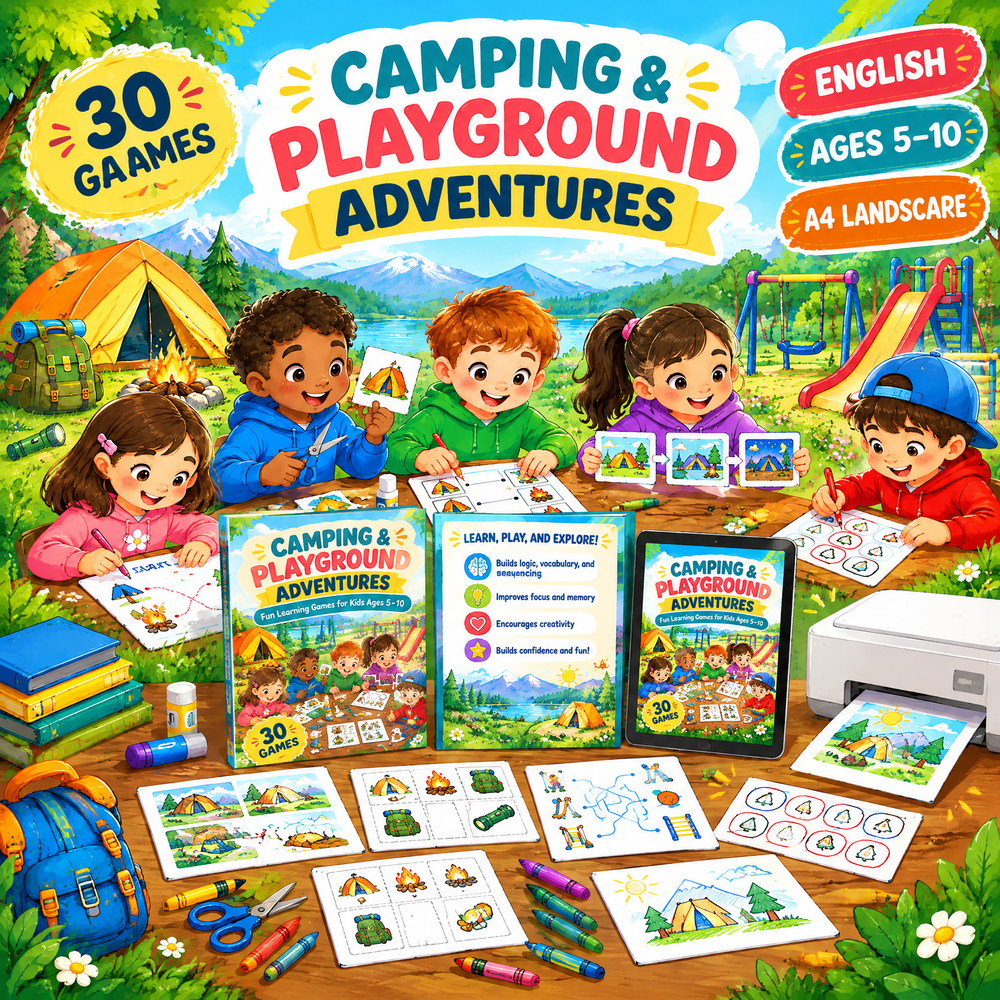 Kids in the Playground: 30 Fun Learning Games Printable PDF