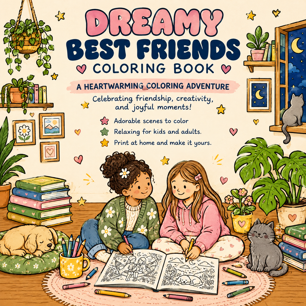 Dreamy Best Friends Printable Coloring Book – 50+ Cozy Coloring Page