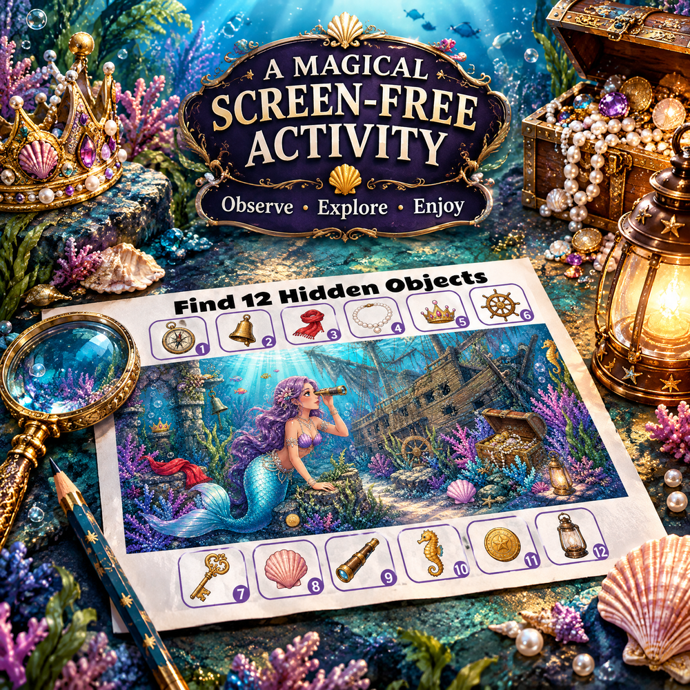Dreamy Mermaid Hidden Objects – Challenge Edition Activity Book