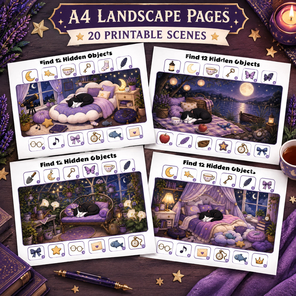 Cat's Dream World – Printable Hidden Objects Game
