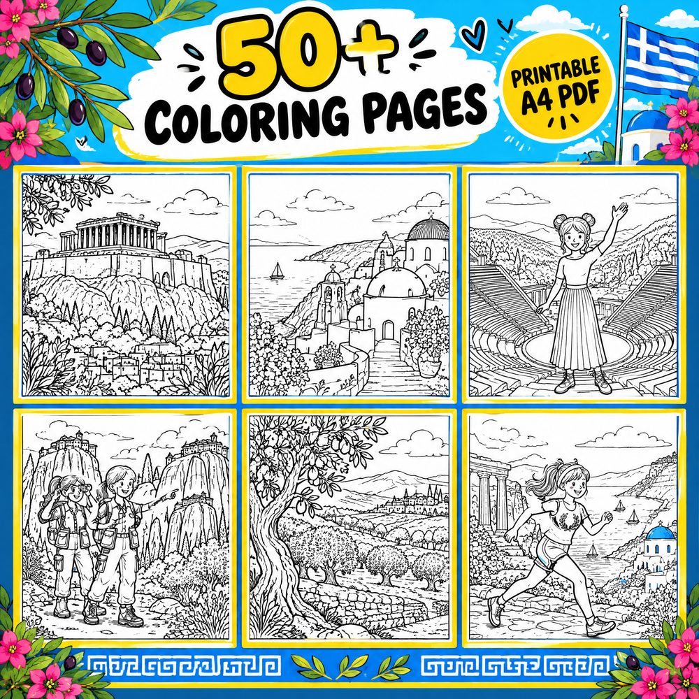 Dreamy Then Visit Greece — Coloring Book for Kids