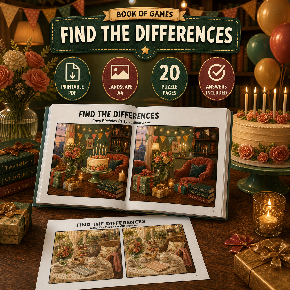 Find the Differences: Book of Games – Cozy Party Edition