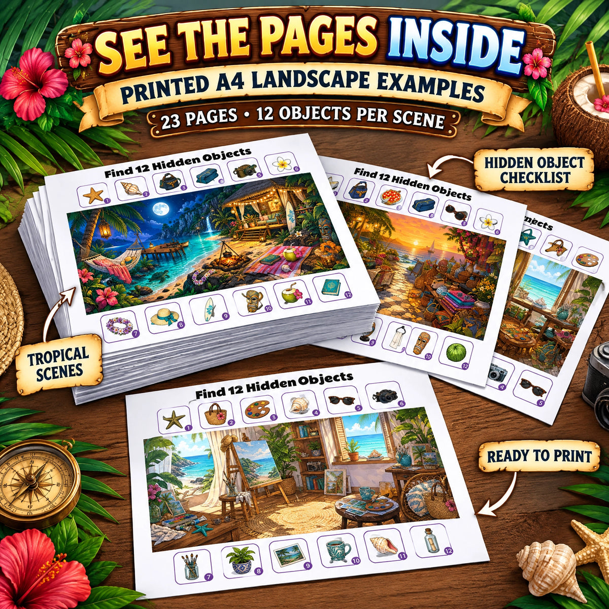 Theme Island Hidden Objects – Tropical Adventure Activity Book