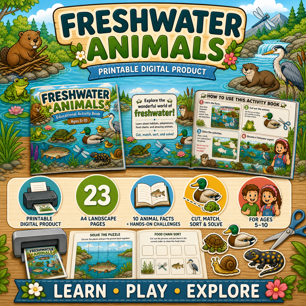 Freshwater Animals Educational Activity Book PDF