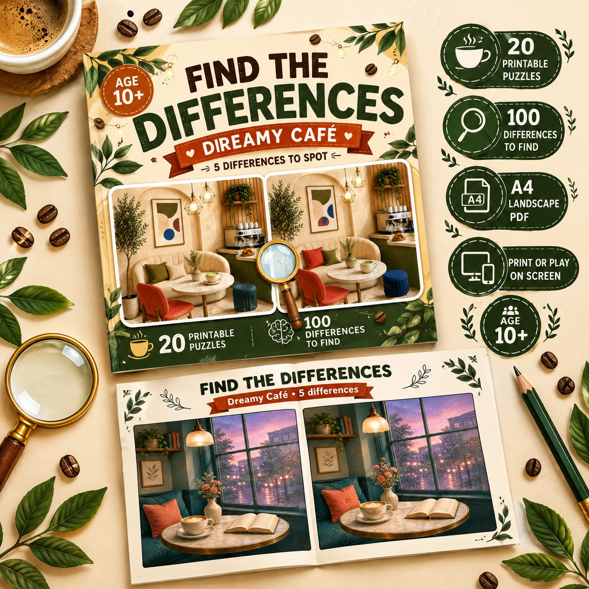 Find the Differences – Dreamy Café Edition Puzzle Book