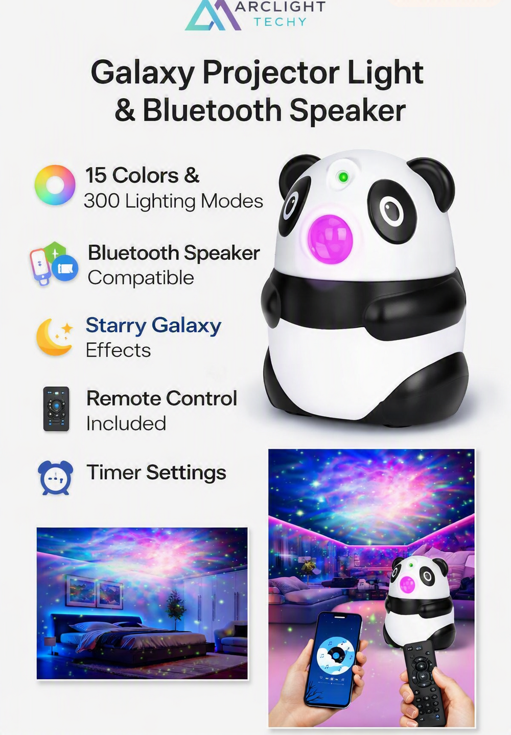 Starry Sky Panda Nebula Projector