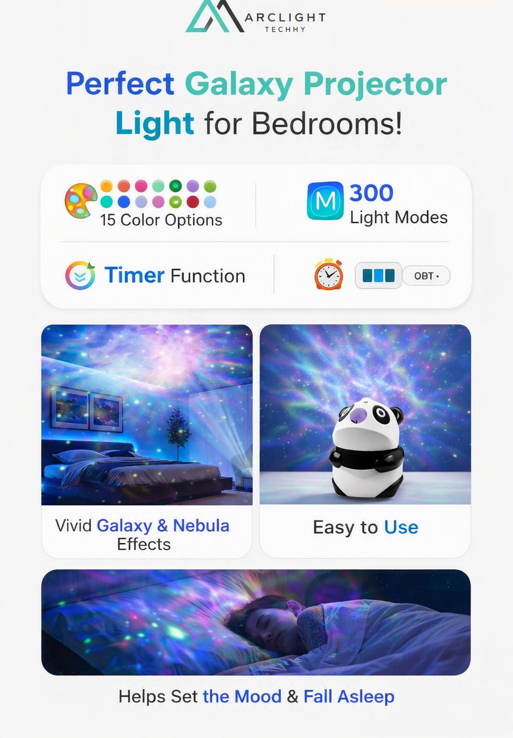 Starry Sky Panda Nebula Projector