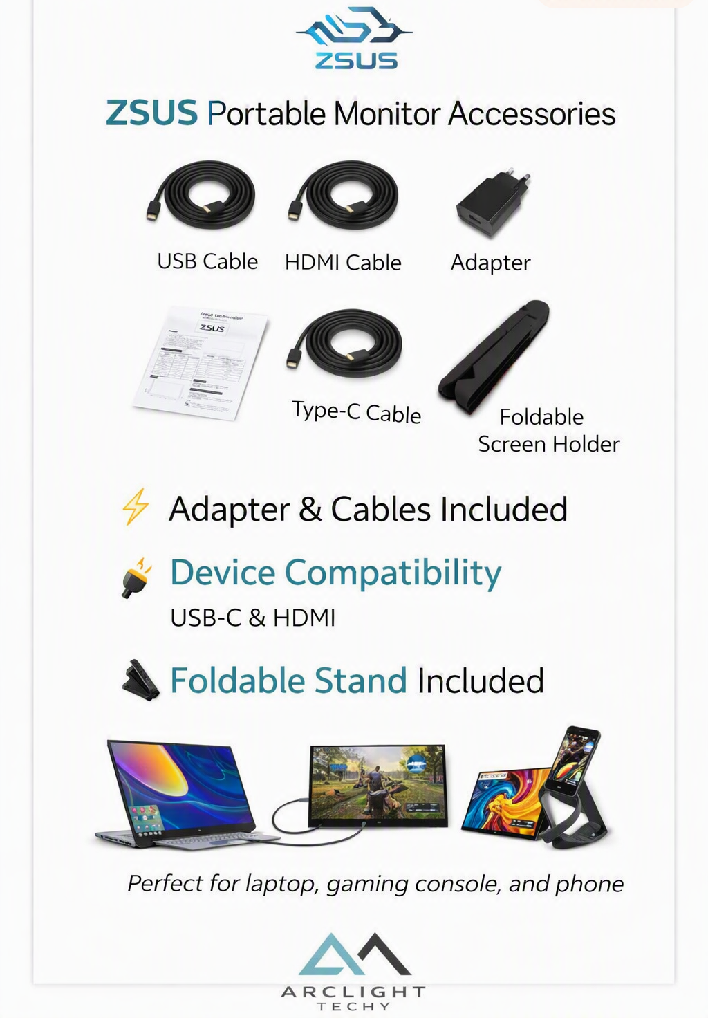Portable Monitor 60HZ For Laptop XBox PS4 / 5 Switch TV Box Cell Phone PC Extension  Mobile