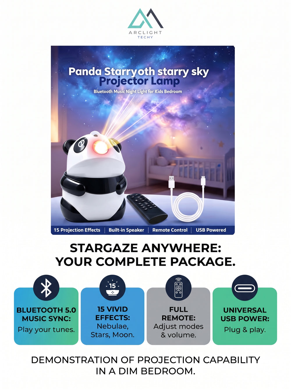 Starry Sky Panda Nebula Projector