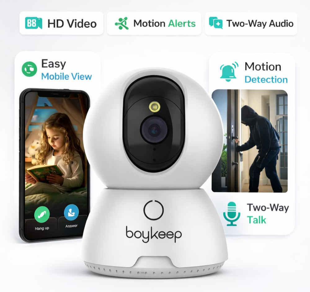 BoyKeep 2K Smart WiFi Security Camera – 360° PTZ & Night Visio