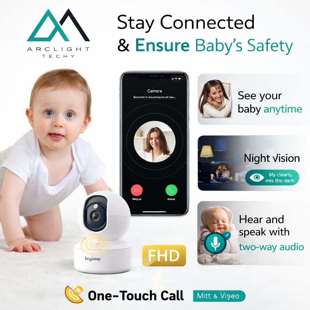 BoyKeep 2K Smart WiFi Security Camera – 360° PTZ & Night Visio