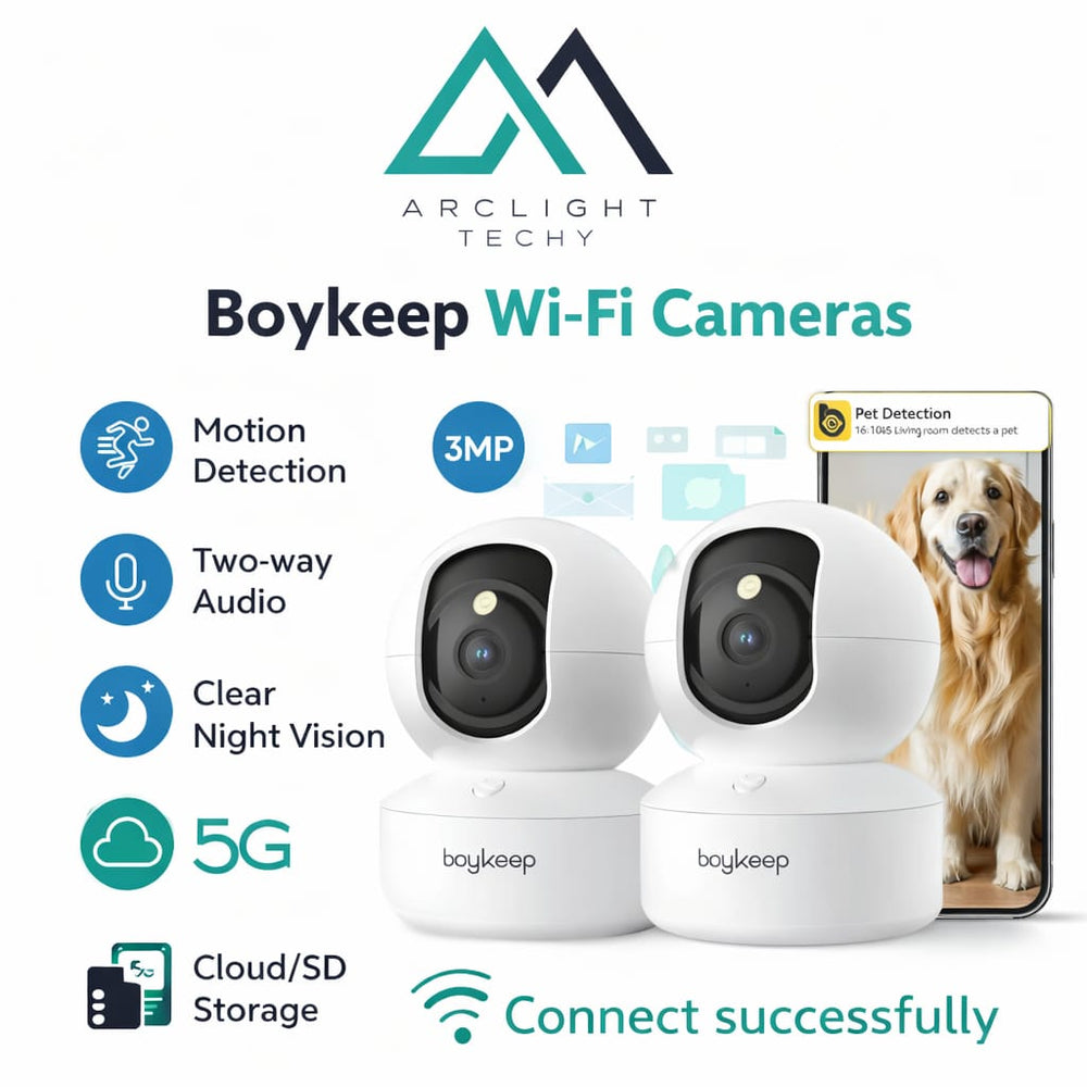 BoyKeep 2K Smart WiFi Security Camera – 360° PTZ & Night Visio
