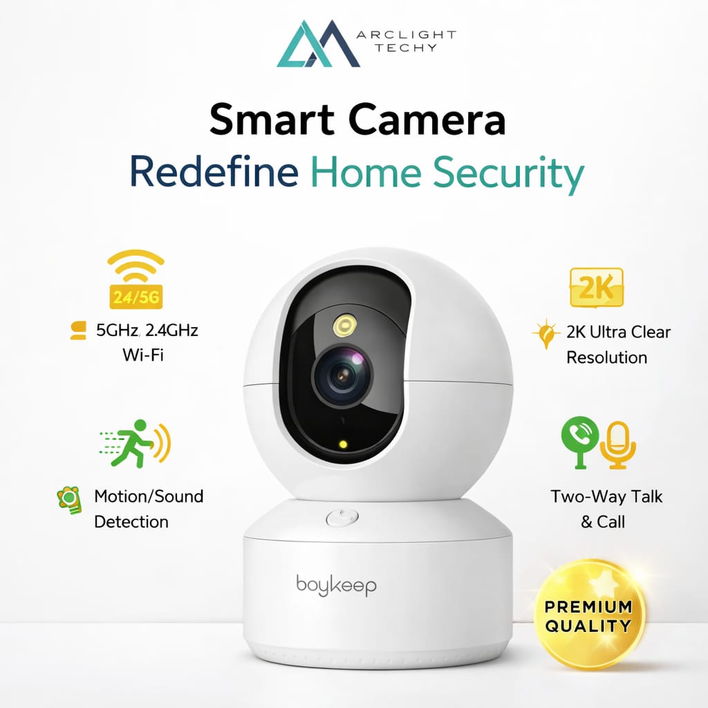 BoyKeep 2K Smart WiFi Security Camera – 360° PTZ & Night Visio