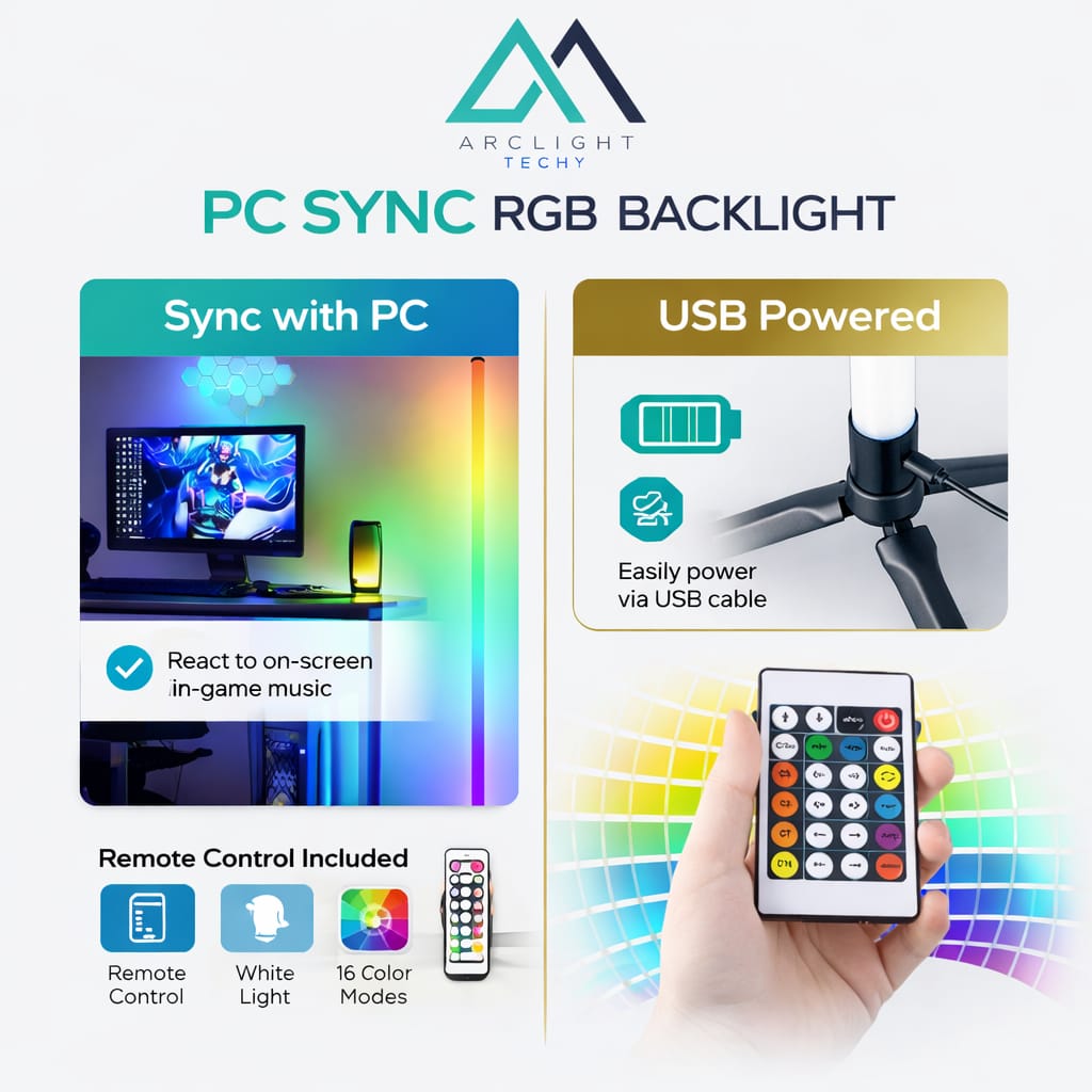 mart RGB CCT LED Floor Lamp 103cm – Bluetooth App & Remote Control