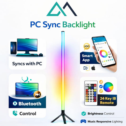 mart RGB CCT LED Floor Lamp 103cm – Bluetooth App & Remote Control