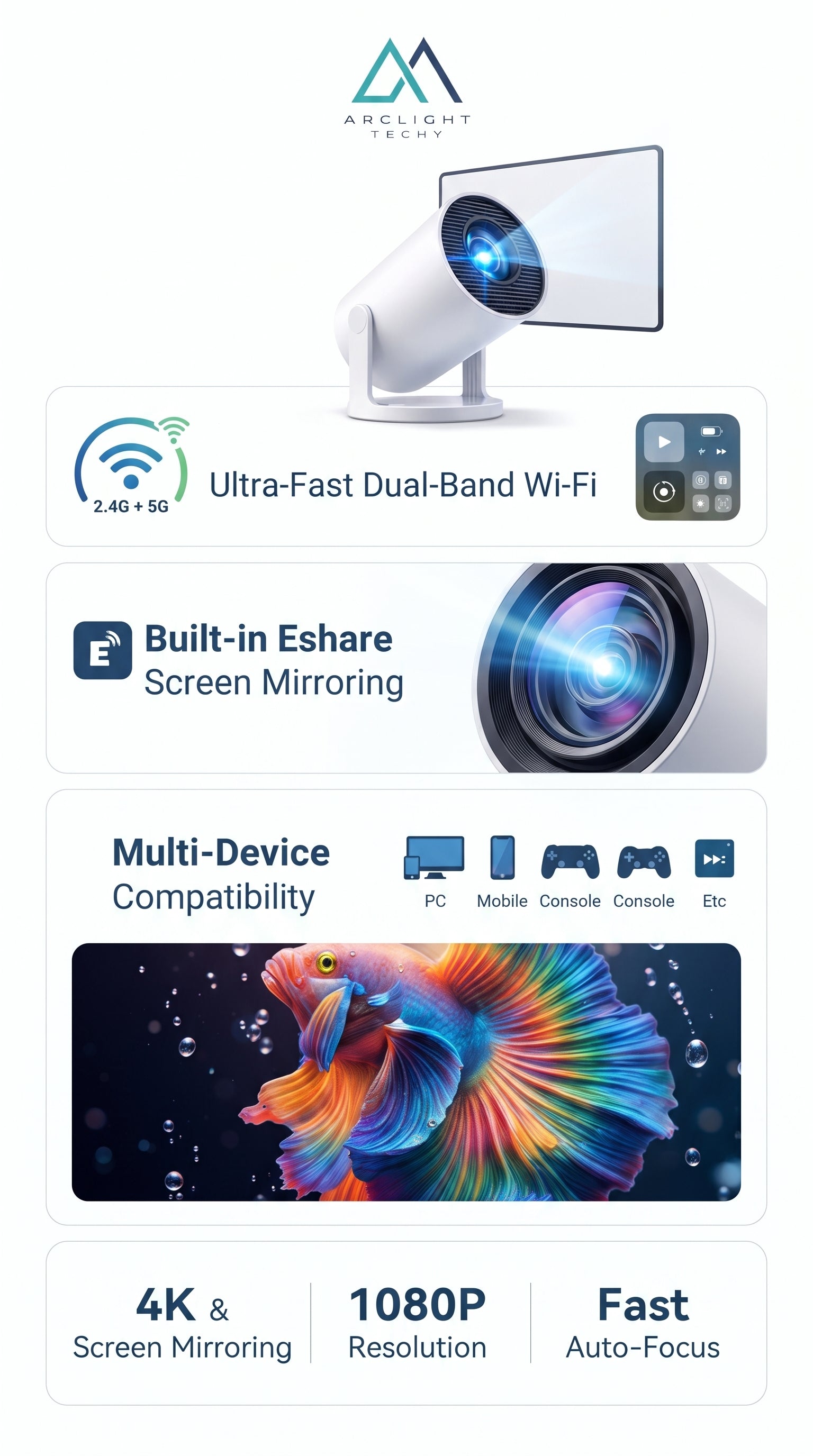 Smart Home Projector HY300 1080P HDR10 4K