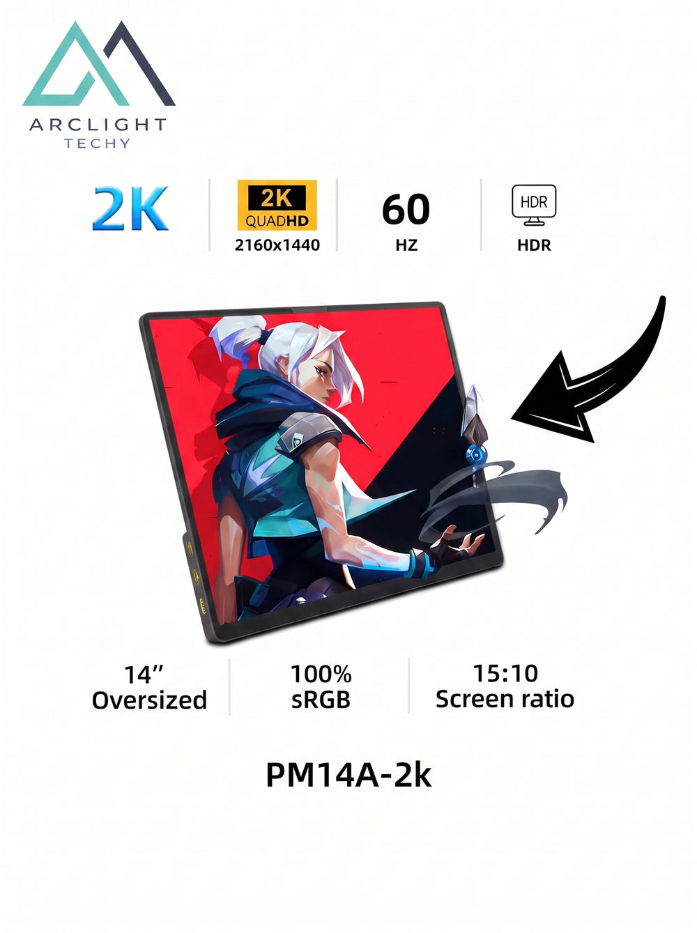 Portable Monitor 60HZ For Laptop XBox PS4 / 5 Switch TV Box Cell Phone PC Extension  Mobile