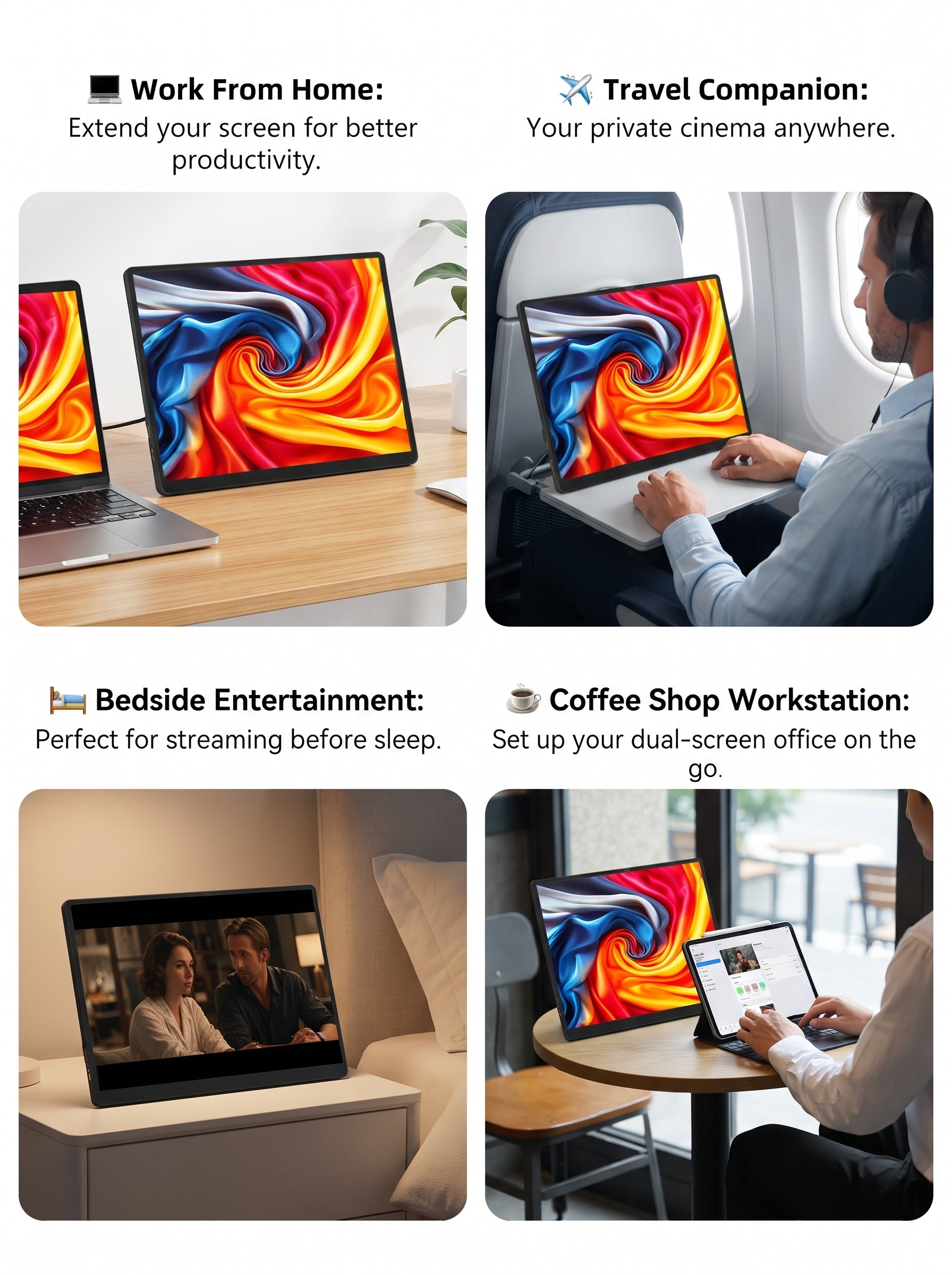 Portable Monitor 60HZ For Laptop XBox PS4 / 5 Switch TV Box Cell Phone PC Extension  Mobile