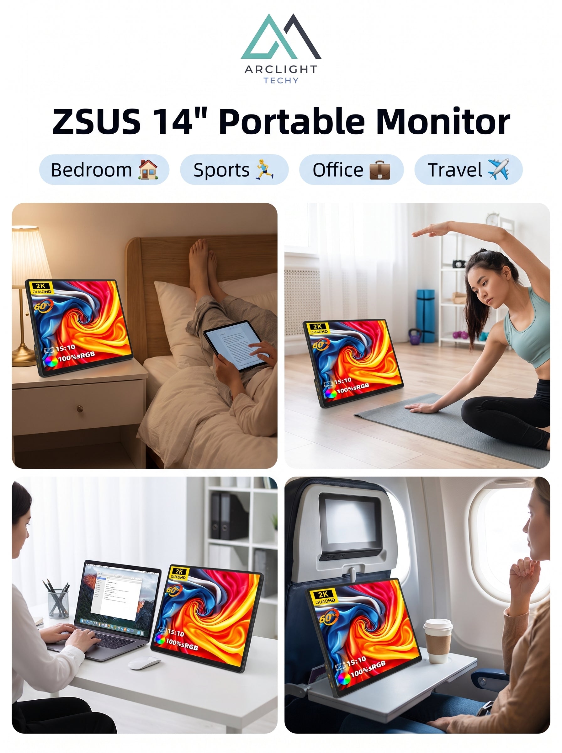 Portable Monitor 60HZ For Laptop XBox PS4 / 5 Switch TV Box Cell Phone PC Extension  Mobile