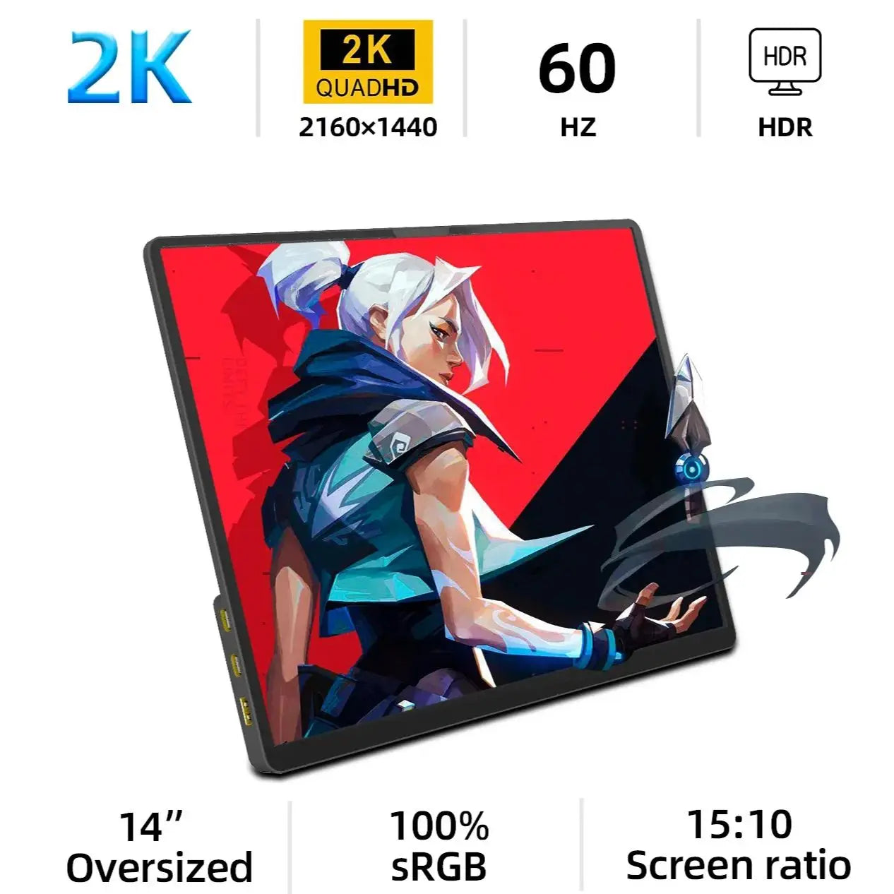 Portable Monitor 60HZ For Laptop XBox PS4 / 5 Switch TV Box Cell Phone PC Extension  Mobile