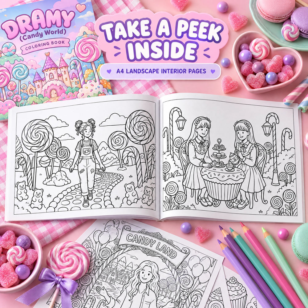 Dreamy Candy World Coloring Book – A4 Printable