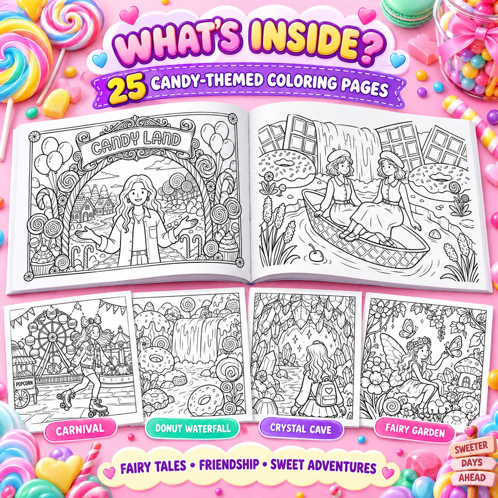 Dreamy Candy World Coloring Book – A4 Printable